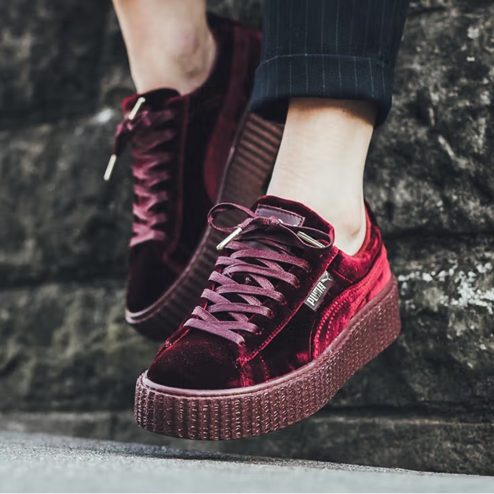 Puma X Fenty Burgundy Velvet Creepers Shoes size 9